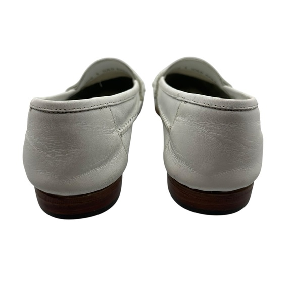 Giorgio Brutini Le Glove Men's 10.5 D White Vintage Leather Loafers Tassel Woven - Picture 6 of 10